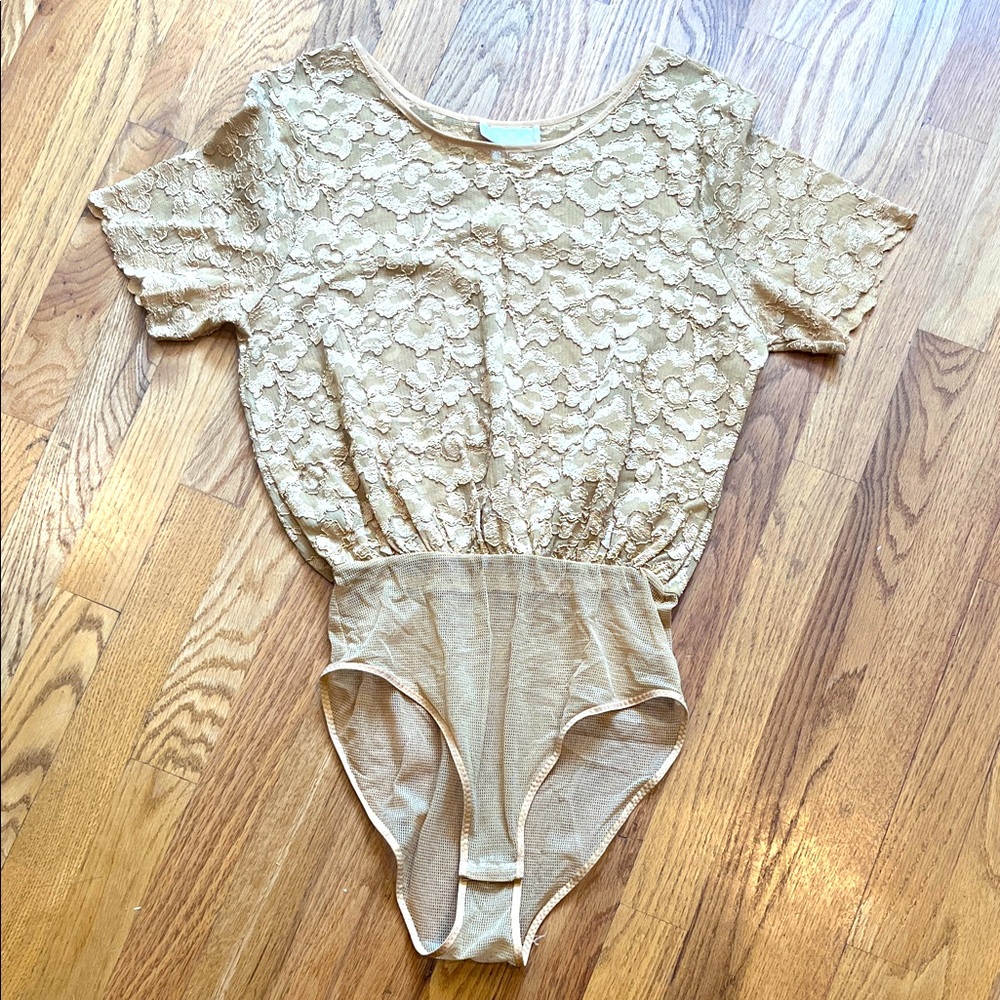 Delicates Lace Bodysuit in Golden Tan - Size L (14-16)